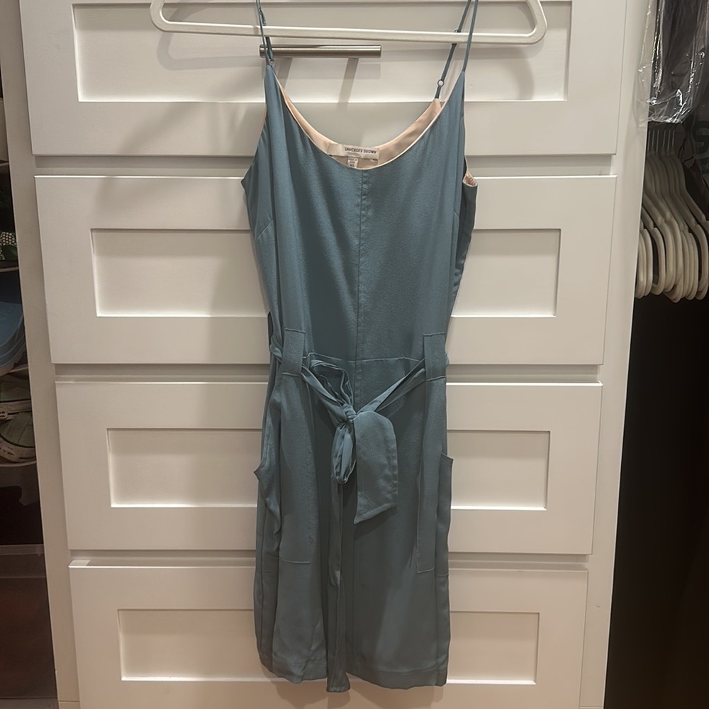 Lavender Brown light blue XS silk dress